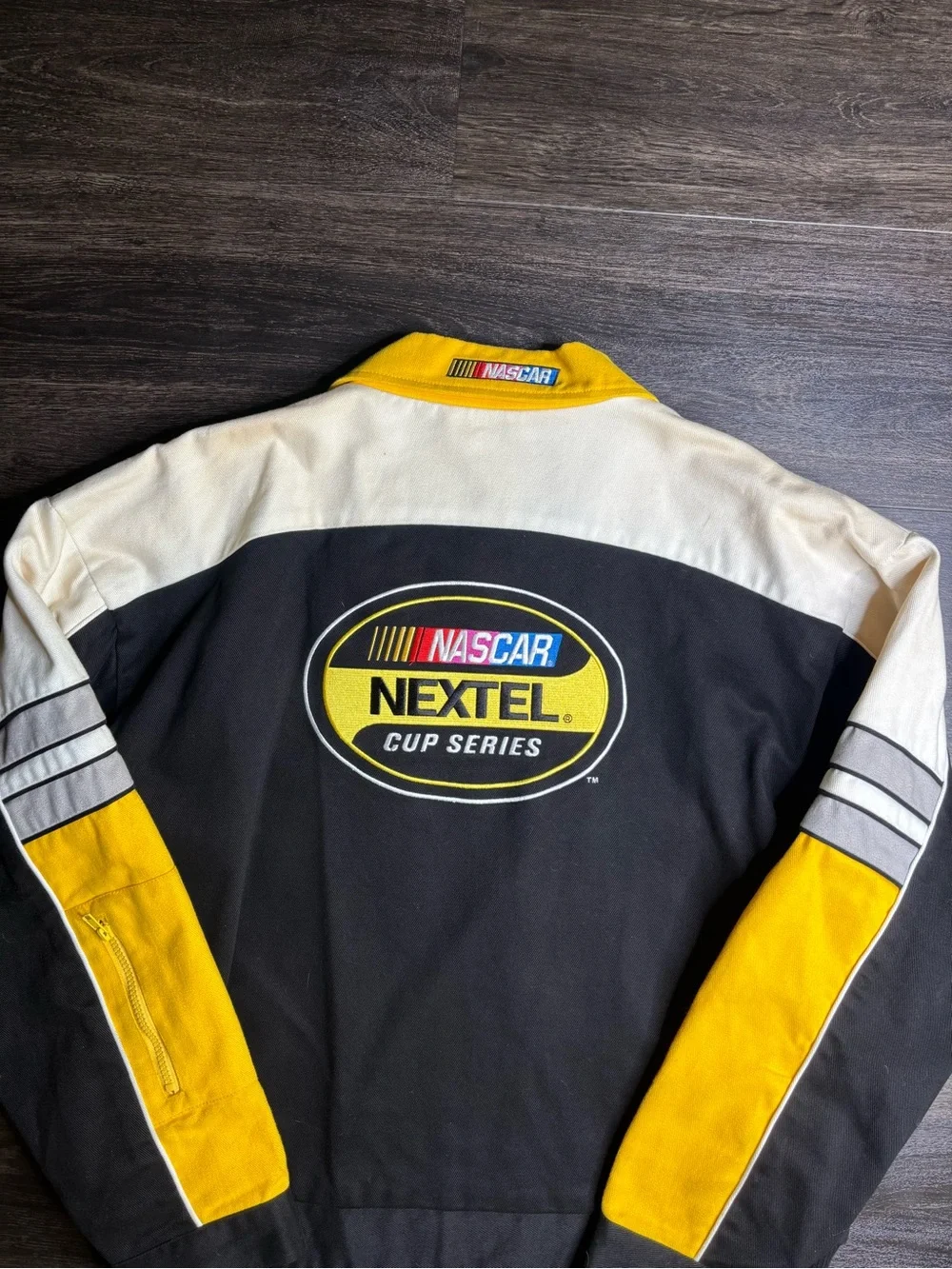 Vintage 90s Nextel Cup Series Jacket Mens XL Black Nascar Embroidered Cotton
